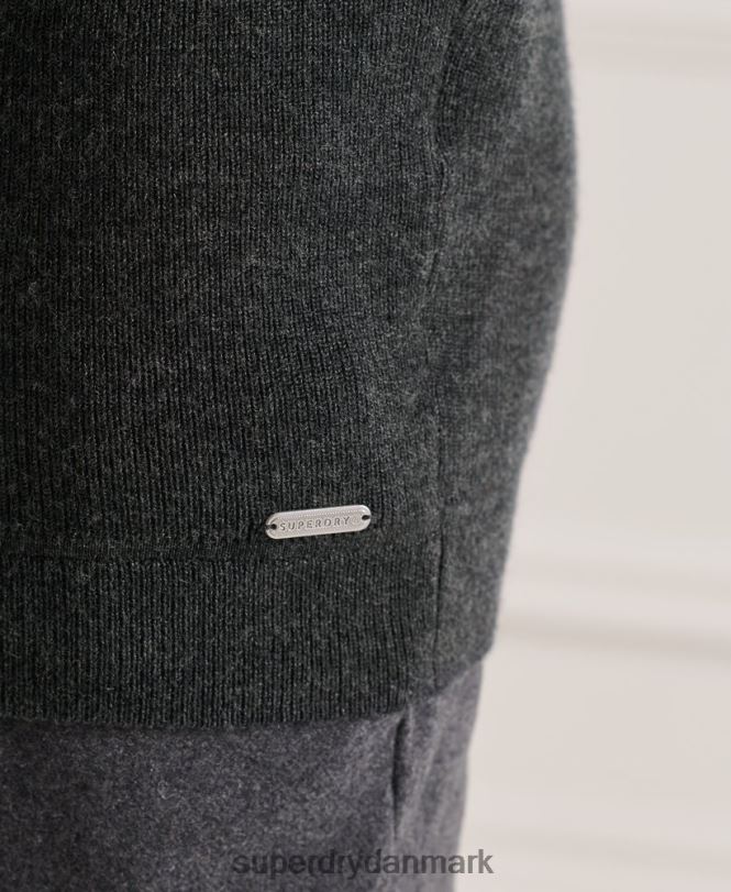 Superdry mørkegrå Mænd tøj studios merino henley trøje 868VH1293