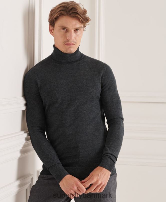 Superdry mørkegrå Mænd tøj studios merino trøje med rullekrave 868VH1326