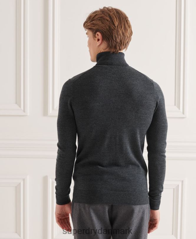 Superdry mørkegrå Mænd tøj studios merino trøje med rullekrave 868VH1326