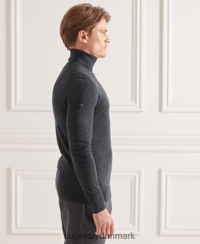 Superdry mørkegrå Mænd tøj studios merino trøje med rullekrave 868VH1326