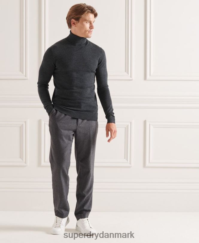 Superdry mørkegrå Mænd tøj studios merino trøje med rullekrave 868VH1326