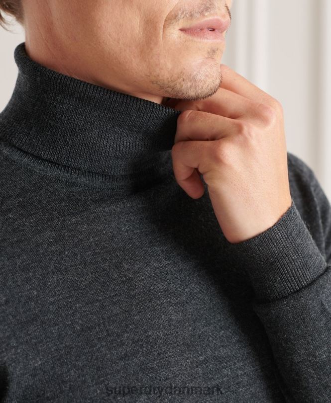 Superdry mørkegrå Mænd tøj studios merino trøje med rullekrave 868VH1326