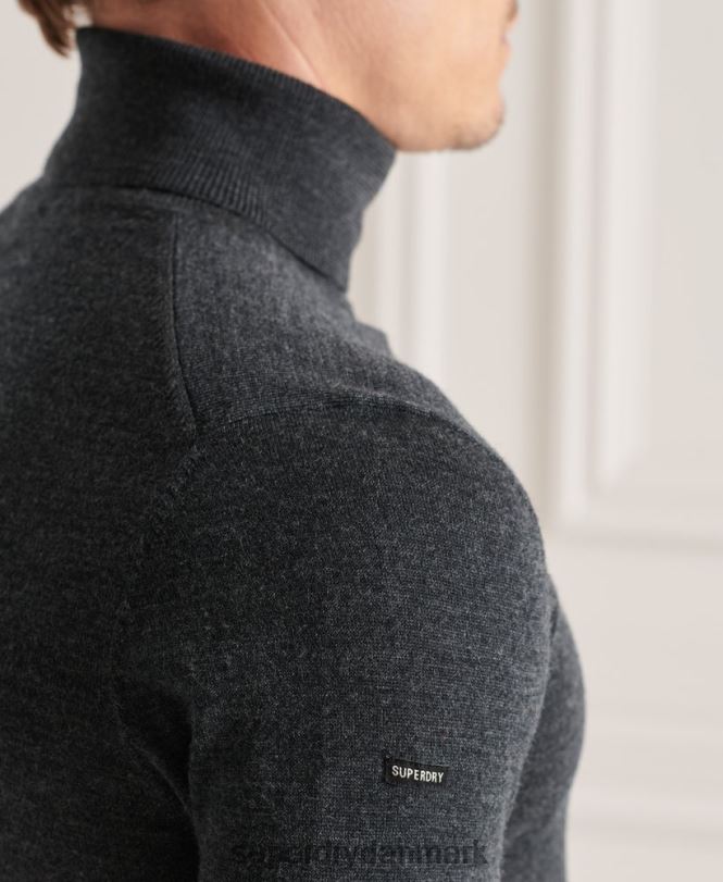 Superdry mørkegrå Mænd tøj studios merino trøje med rullekrave 868VH1326