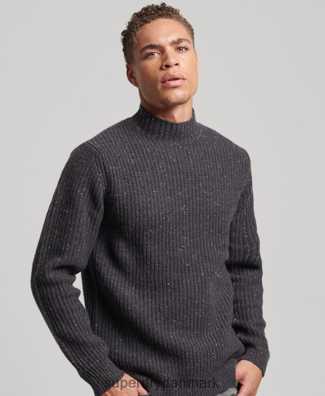 Superdry mørkegrå Mænd tøj sweater i uldblanding i tweed 868VH1296