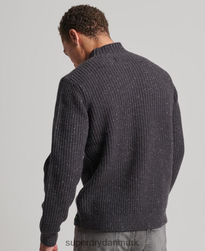 Superdry mørkegrå Mænd tøj sweater i uldblanding i tweed 868VH1296