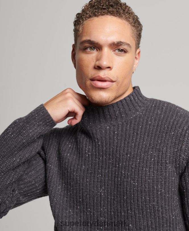 Superdry mørkegrå Mænd tøj sweater i uldblanding i tweed 868VH1296