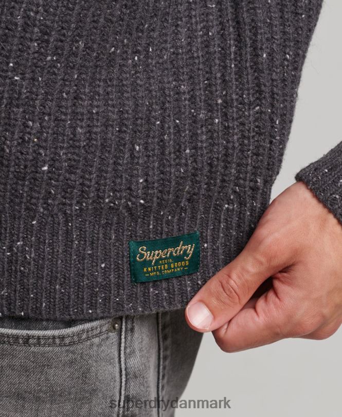 Superdry mørkegrå Mænd tøj sweater i uldblanding i tweed 868VH1296