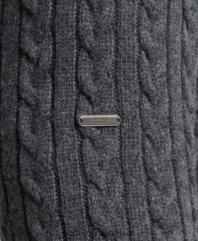 Superdry mørkegrå Mænd tøj trøje med kabelrullehals 868VH1299