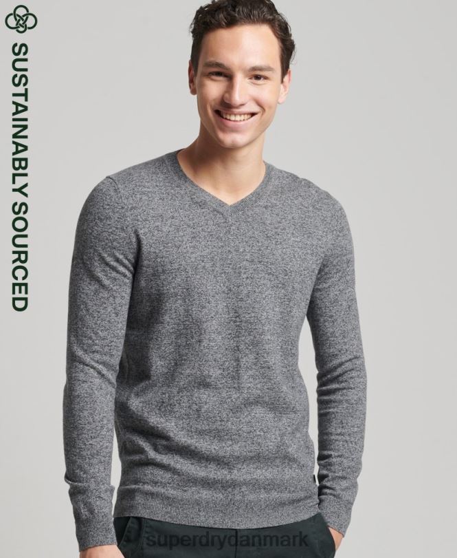 Superdry mørkegrå Mænd tøj vintage sweater i økologisk bomuld i kashmirblanding 868VH5277
