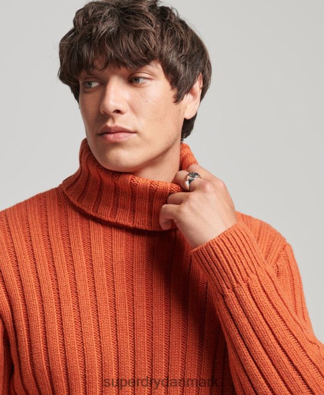 Superdry orange Mænd tøj merinoblander bluse med rullehals 868VH5239