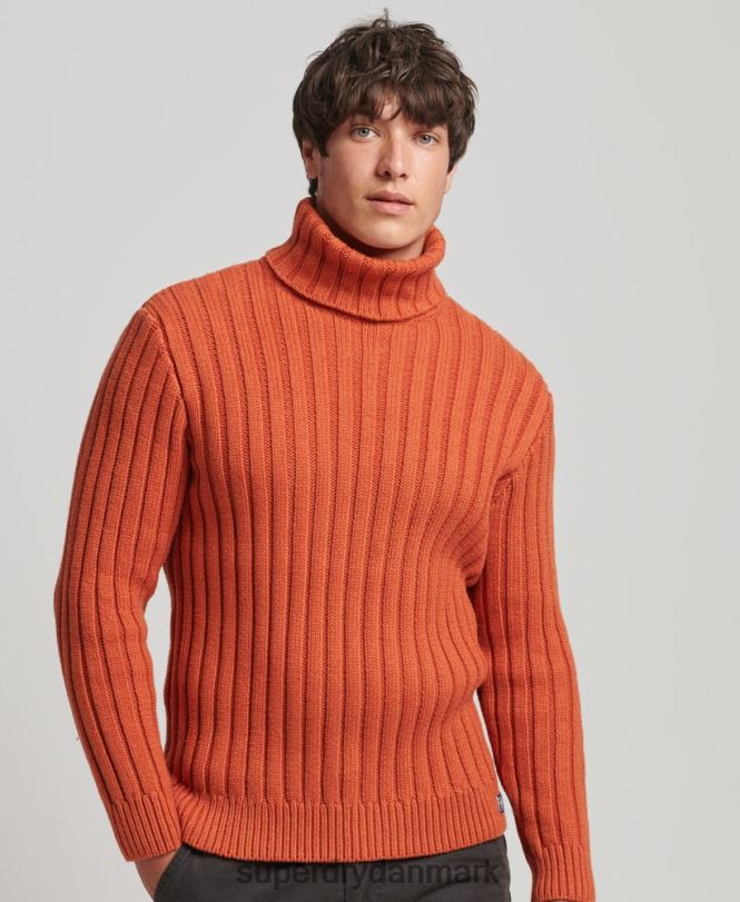 Superdry orange Mænd tøj merinoblander bluse med rullehals 868VH5239