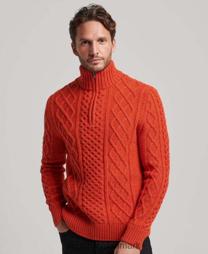 Superdry orange Mænd tøj vintage jacob henley trøje 868VH1300