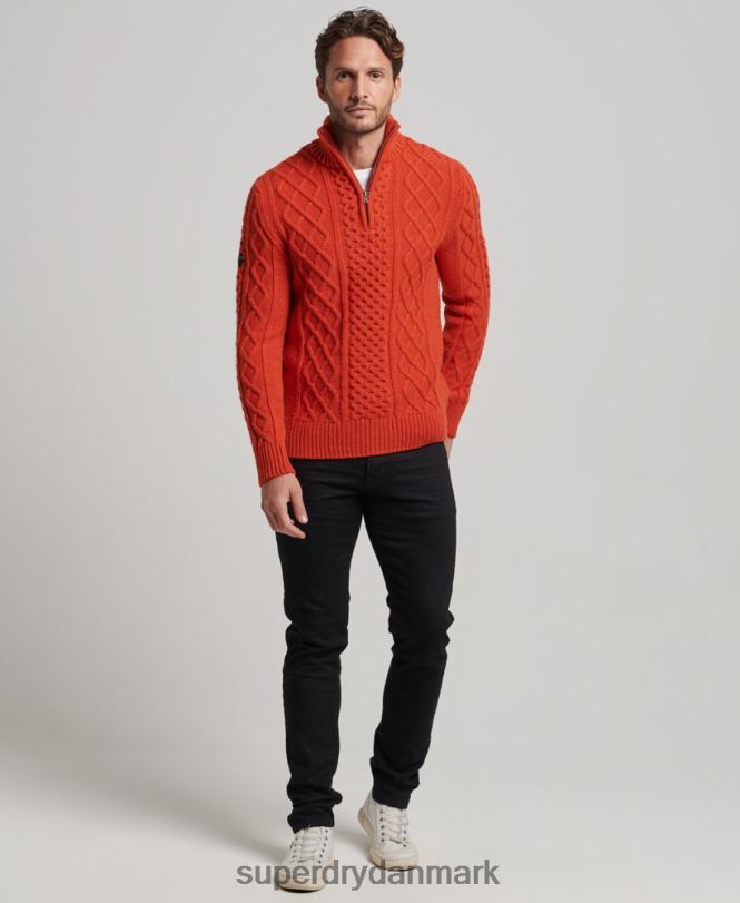 Superdry orange Mænd tøj vintage jacob henley trøje 868VH1300