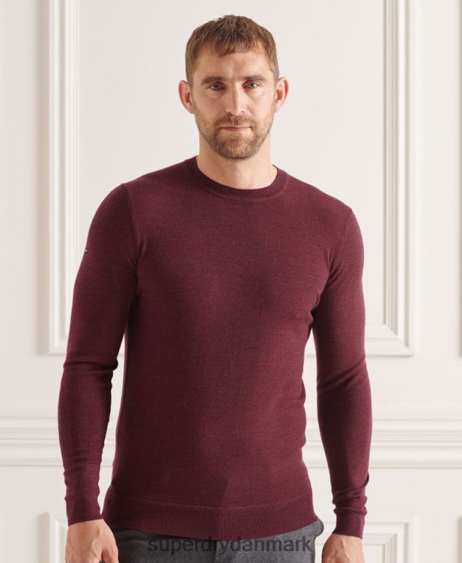 Superdry rød Mænd tøj studios merino crew jumper 868VH1331
