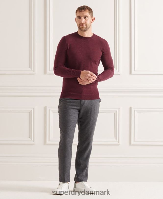 Superdry rød Mænd tøj studios merino crew jumper 868VH1331