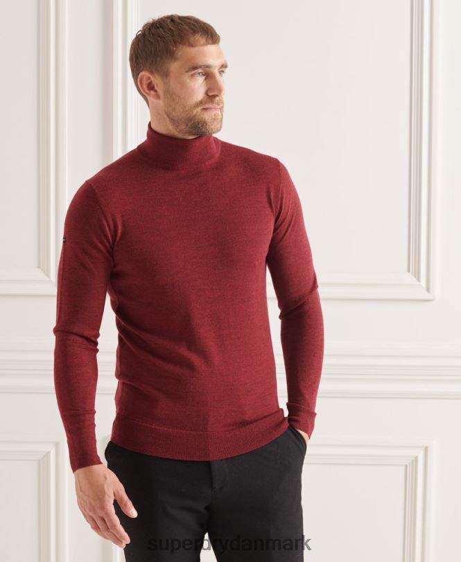 Superdry rød Mænd tøj studios merino trøje med rullekrave 868VH1325