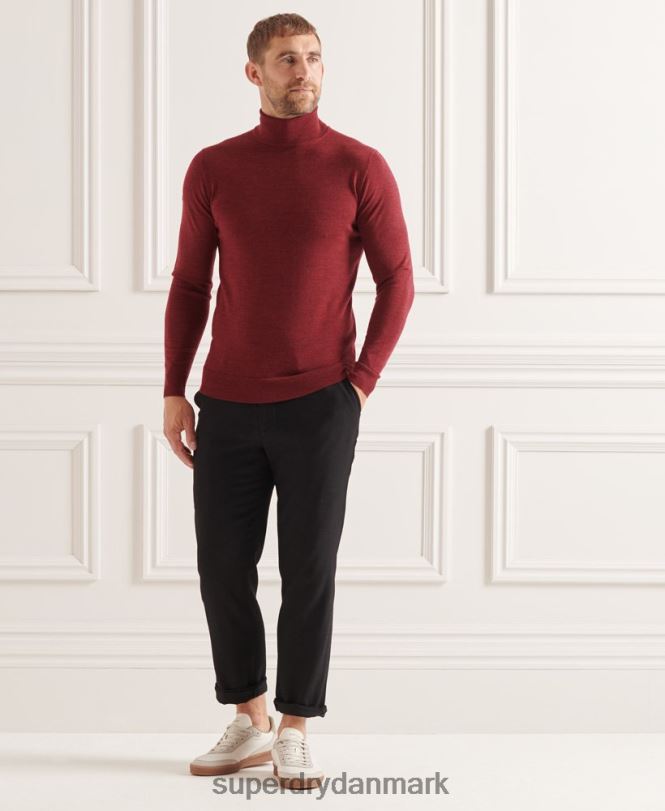 Superdry rød Mænd tøj studios merino trøje med rullekrave 868VH1325