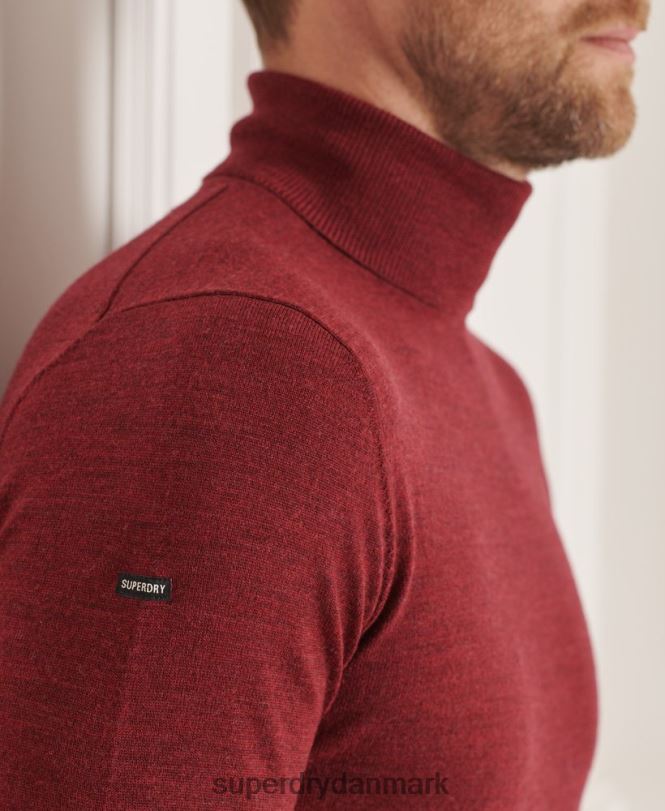 Superdry rød Mænd tøj studios merino trøje med rullekrave 868VH1325