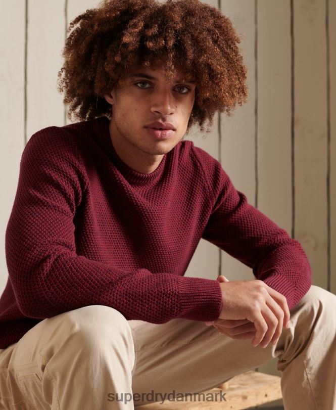 Superdry rød Mænd tøj tekstureret twist crew jumper 868VH5343