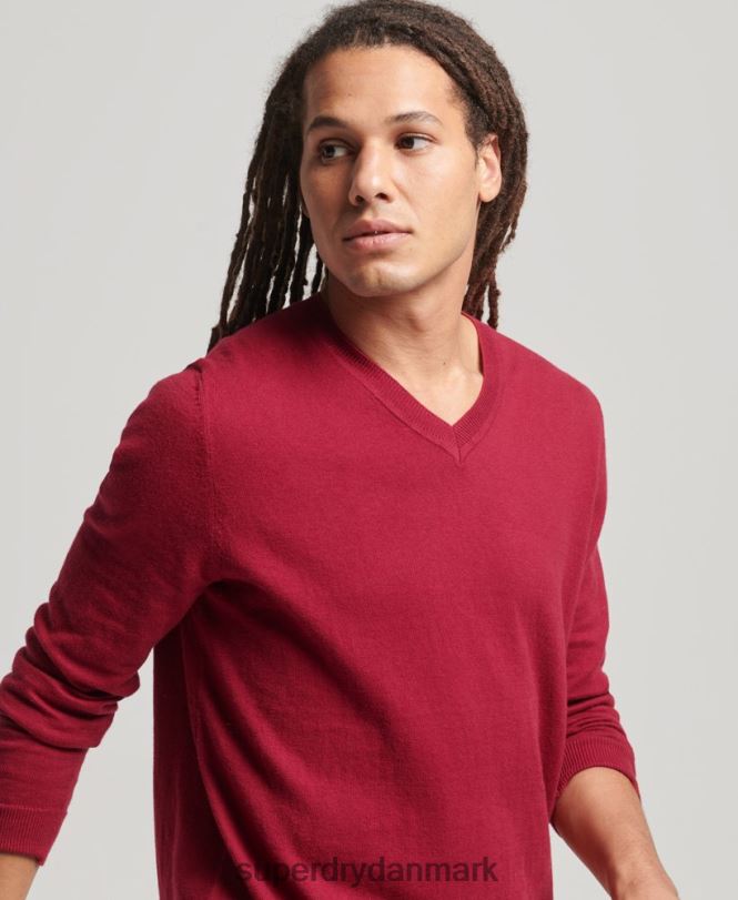 Superdry rød Mænd tøj vintage sweater i økologisk bomuld i kashmirblanding 868VH5251