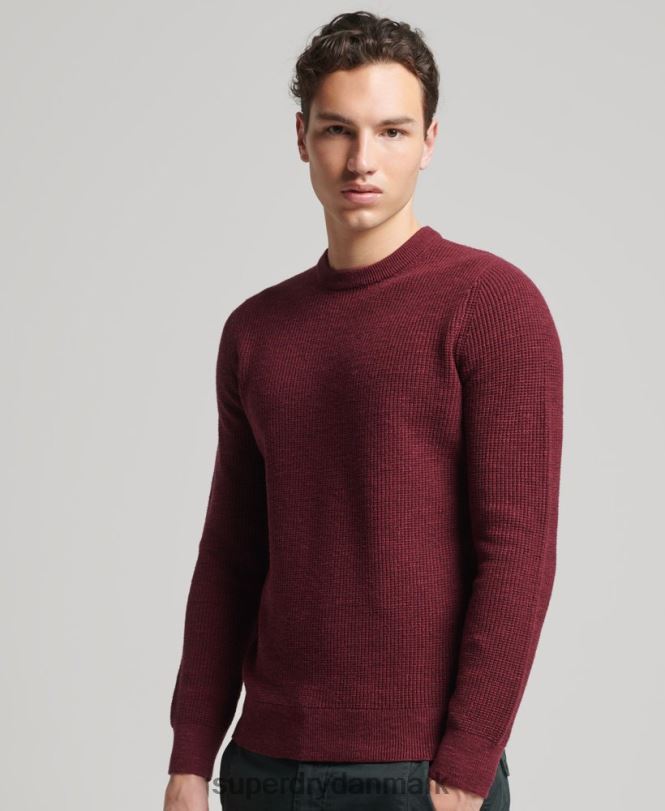 Superdry rød Mænd tøj vintage tekstureret crew strik trøje 868VH1251