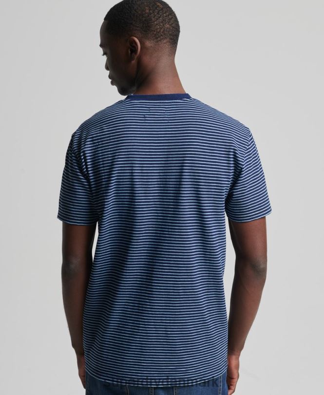 Superdry mørkeblå Mænd tøj vintage indigo strip t-shirt 868VH4830