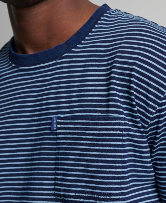 Superdry mørkeblå Mænd tøj vintage indigo strip t-shirt 868VH4830