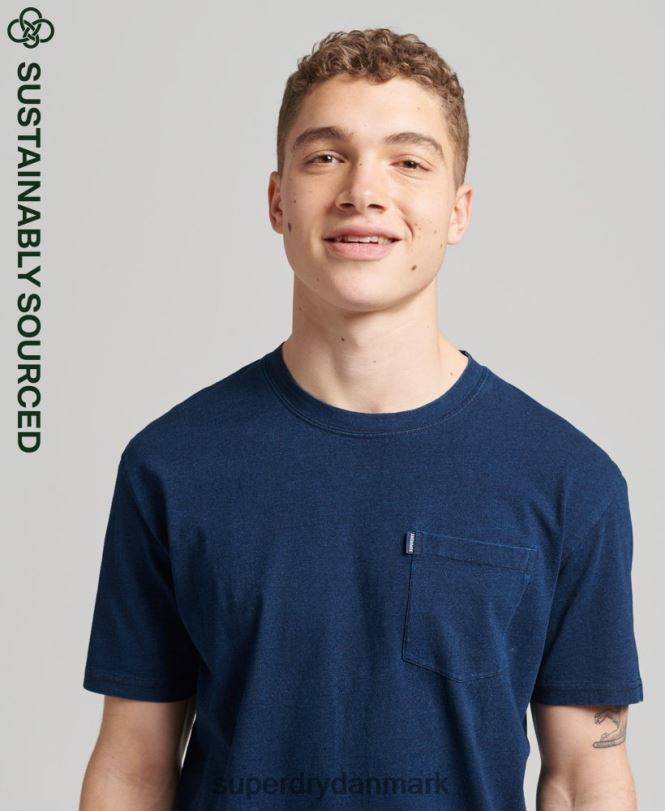 Superdry mørkeblå Mænd tøj vintage indigo t-shirt i økologisk bomuld 868VH4892