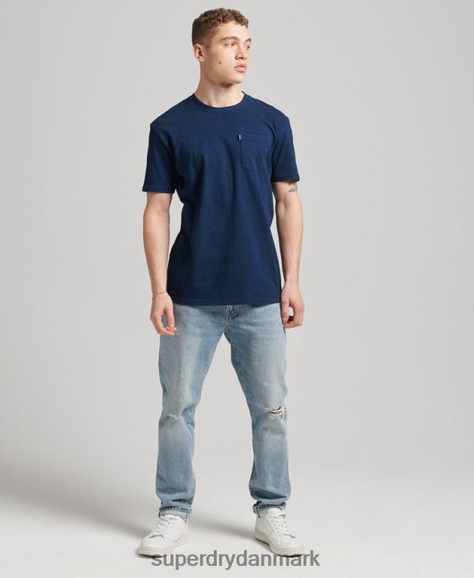 Superdry mørkeblå Mænd tøj vintage indigo t-shirt i økologisk bomuld 868VH4892