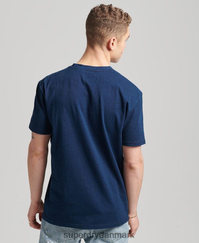 Superdry mørkeblå Mænd tøj vintage indigo t-shirt i økologisk bomuld 868VH4892