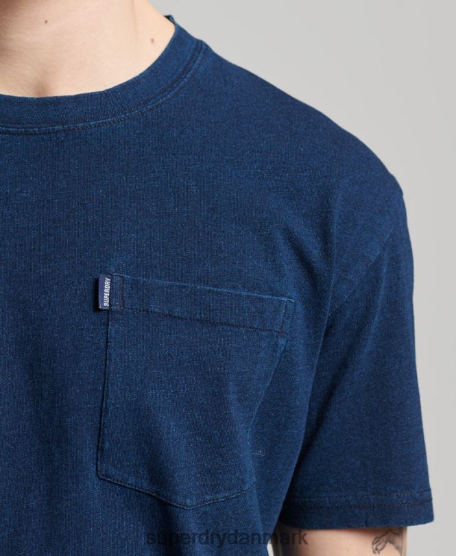 Superdry mørkeblå Mænd tøj vintage indigo t-shirt i økologisk bomuld 868VH4892