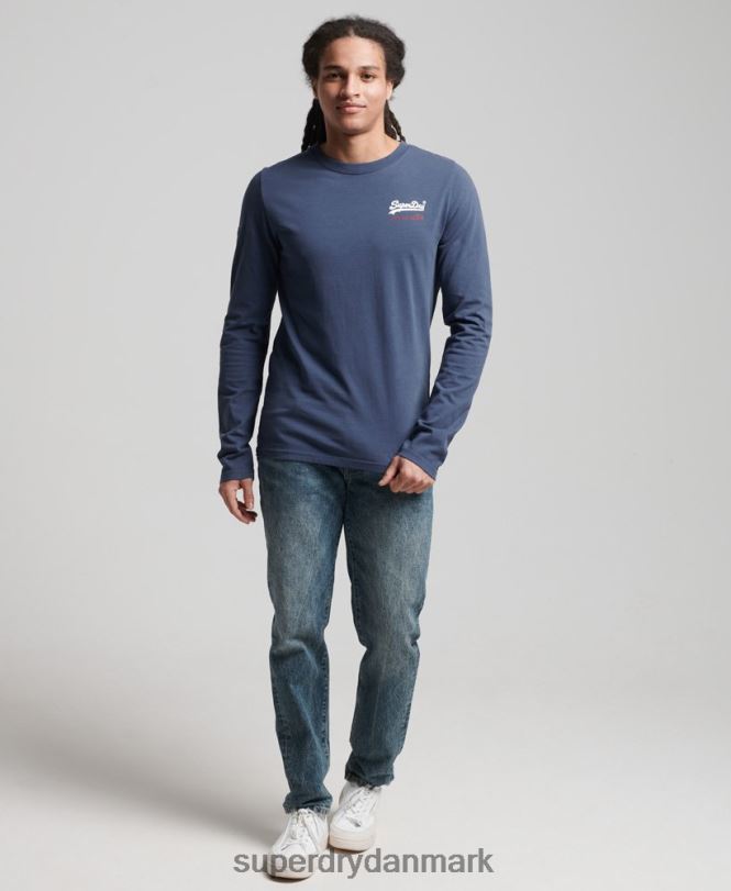 Superdry mørkeblå Mænd tøj vintage logo amerikansk klassisk top 868VH1560