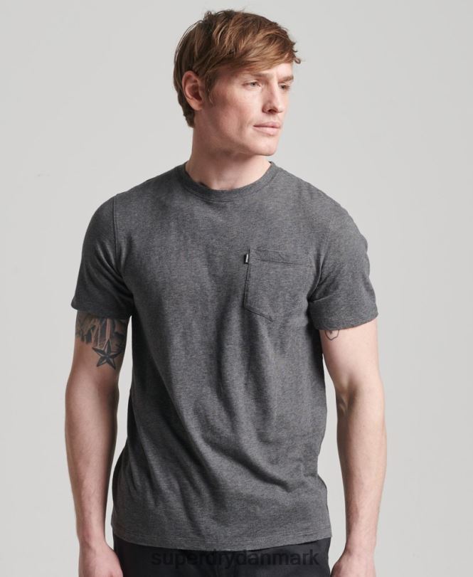 Superdry mørkegrå Mænd tøj T-shirt med rund hals i økologisk bomuld 868VH4910