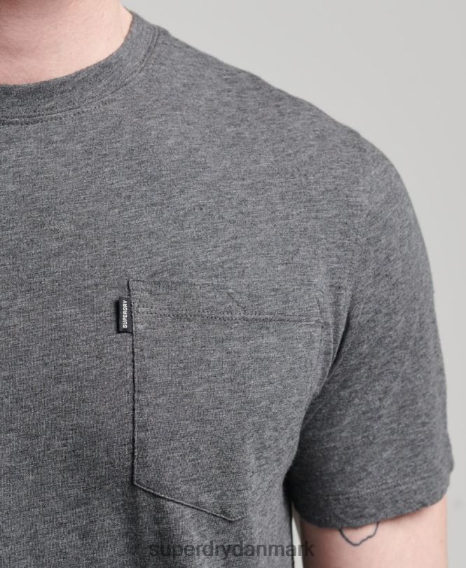 Superdry mørkegrå Mænd tøj T-shirt med rund hals i økologisk bomuld 868VH4910