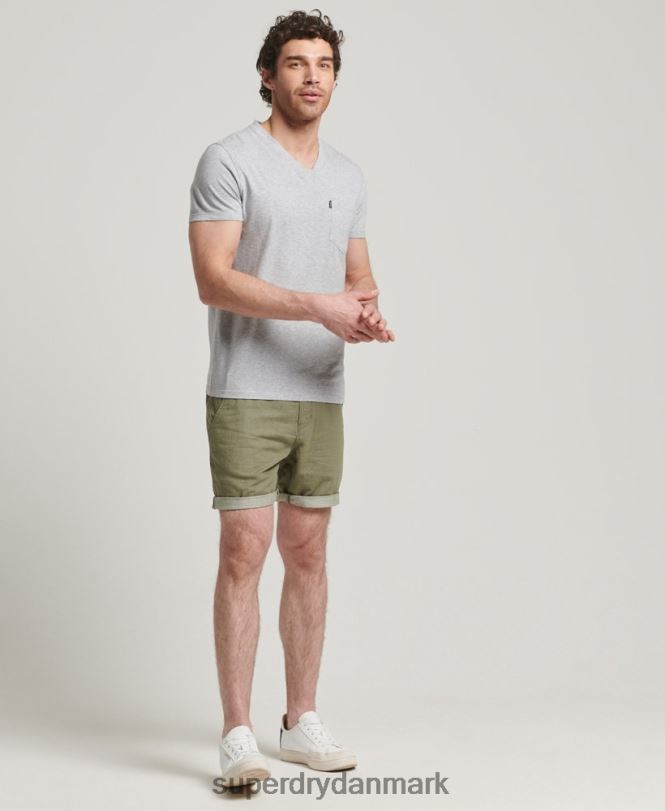 Superdry mørkegrå Mænd tøj T-shirt med v-hals i økologisk bomuld 868VH4917