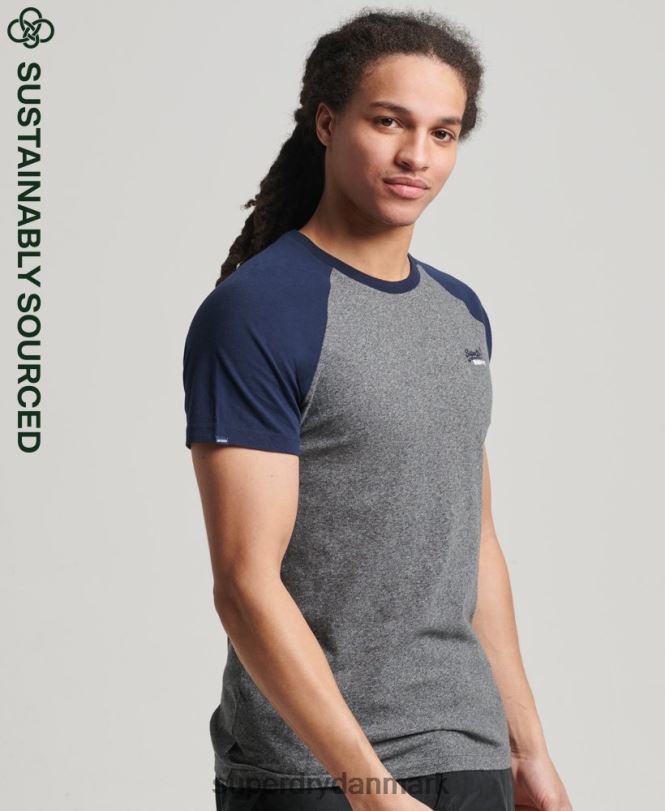 Superdry mørkegrå Mænd tøj baseball t-shirt i økologisk bomuld 868VH4858