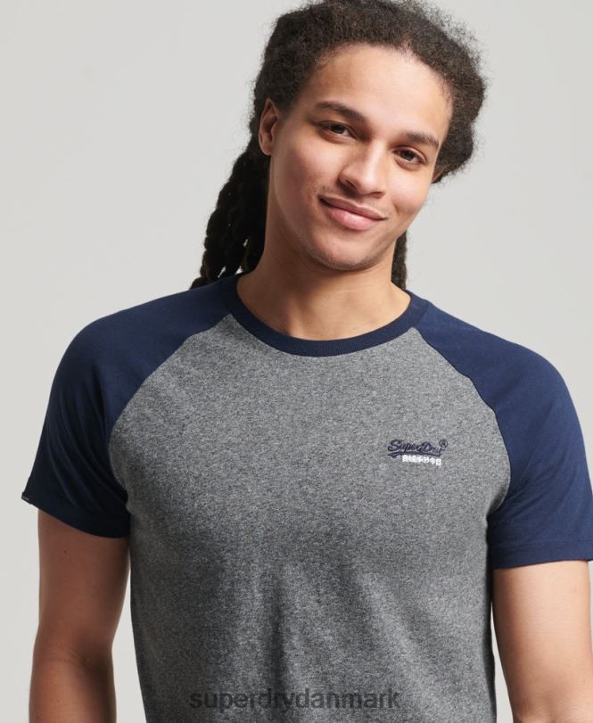 Superdry mørkegrå Mænd tøj baseball t-shirt i økologisk bomuld 868VH4858
