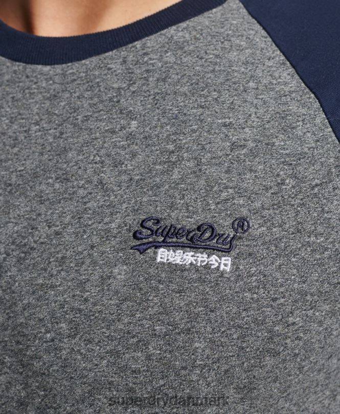 Superdry mørkegrå Mænd tøj baseball t-shirt i økologisk bomuld 868VH4858