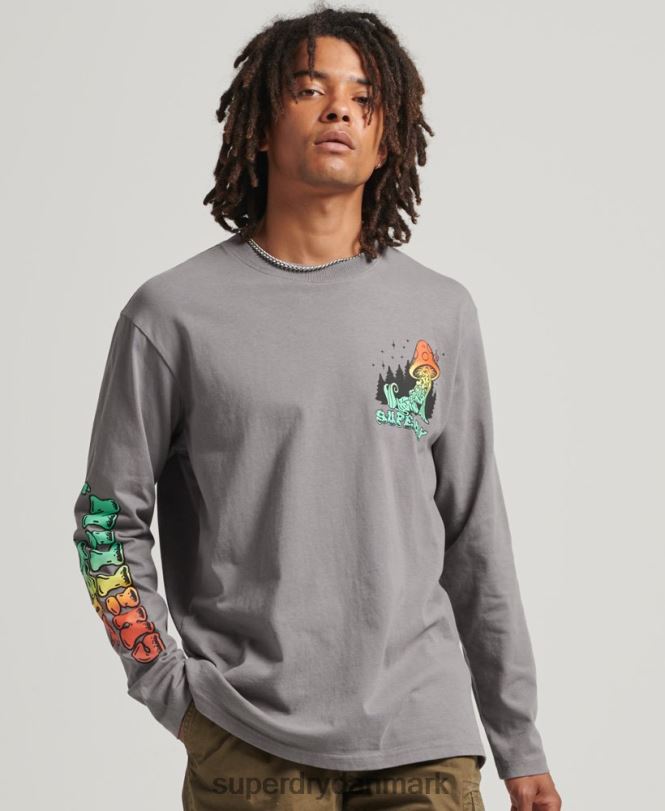 Superdry mørkegrå Mænd tøj ind i skoven langærmet top 868VH1519