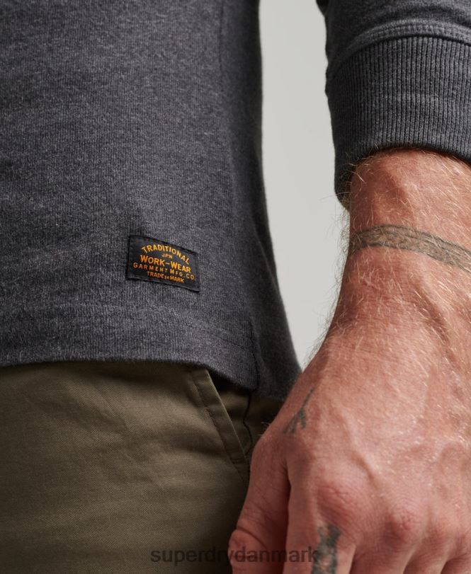 Superdry mørkegrå Mænd tøj Økologisk bomuld langærmet henley top 868VH6376