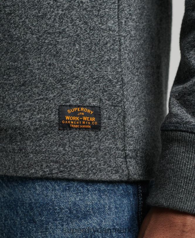 Superdry mørkegrå Mænd tøj Økologisk bomuld langærmet henley top 868VH6458