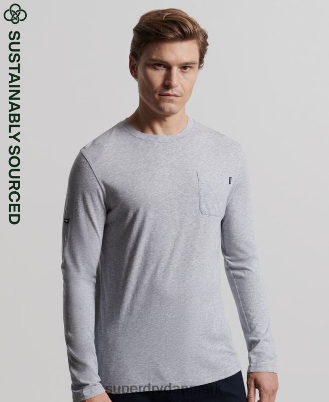 Superdry mørkegrå Mænd tøj økologisk bomuld langærmet slub jersey top 868VH6402