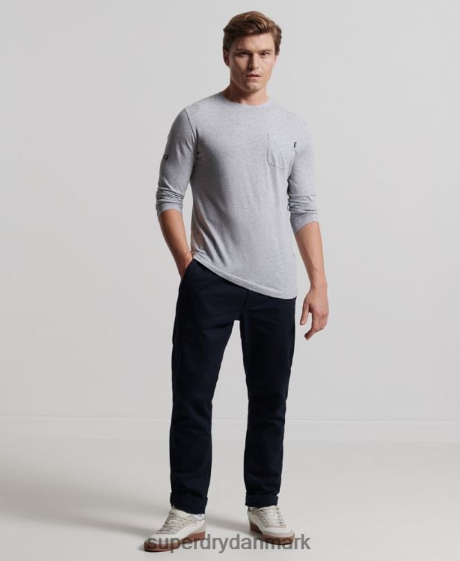 Superdry mørkegrå Mænd tøj økologisk bomuld langærmet slub jersey top 868VH6402