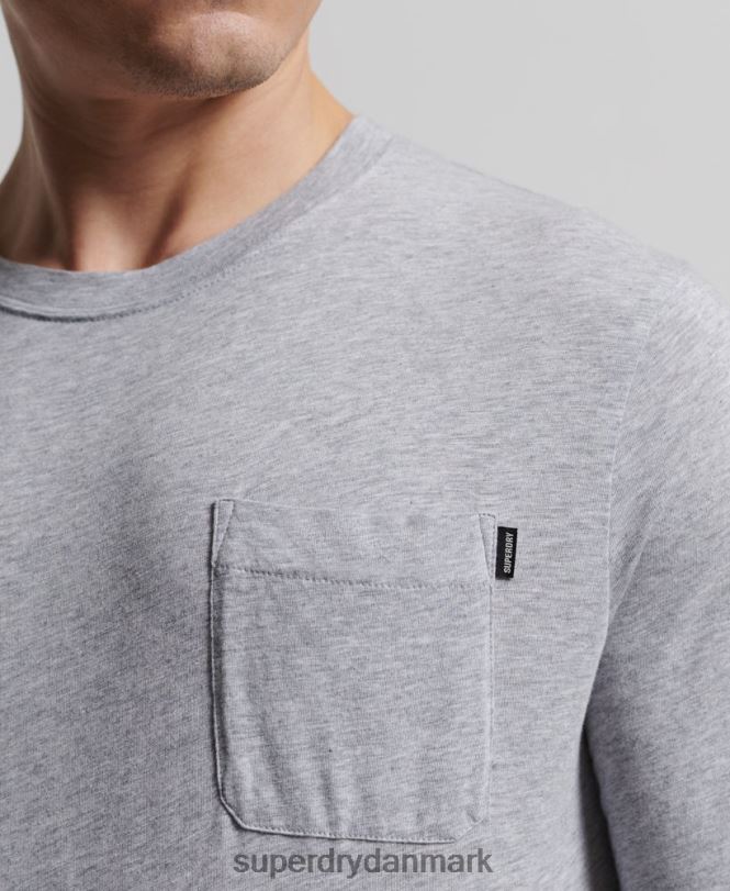 Superdry mørkegrå Mænd tøj økologisk bomuld langærmet slub jersey top 868VH6402