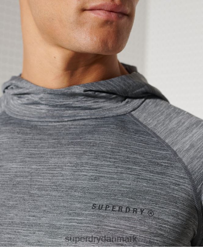 Superdry mørkegrå Mænd tøj løbe hætte mellemlag top 868VH1439