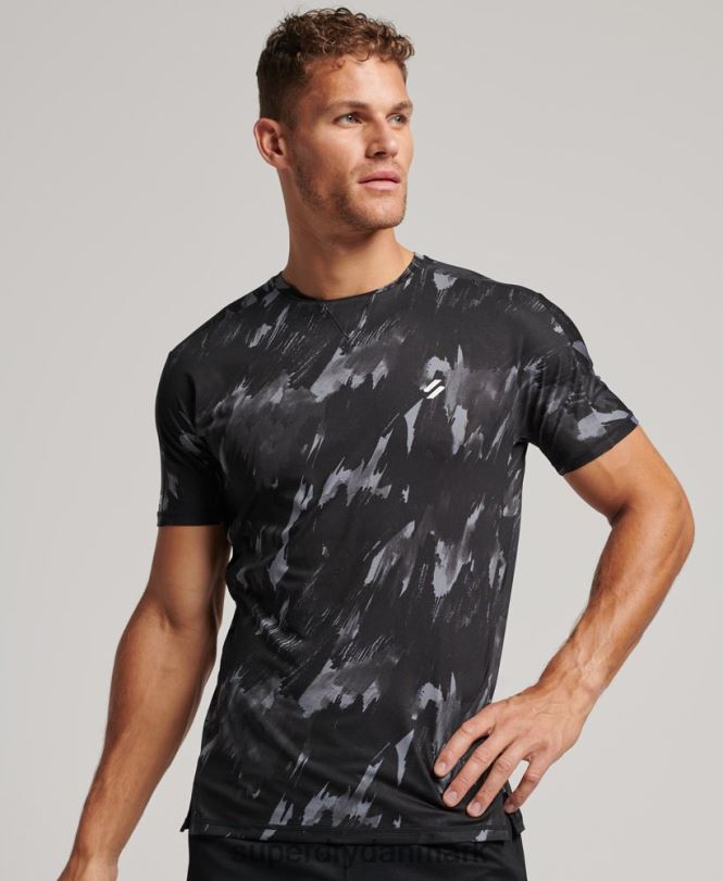 Superdry mørkegrå Mænd tøj løbe kortærmet t-shirt 868VH5393