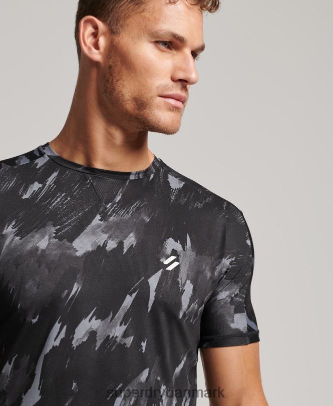 Superdry mørkegrå Mænd tøj løbe kortærmet t-shirt 868VH5393