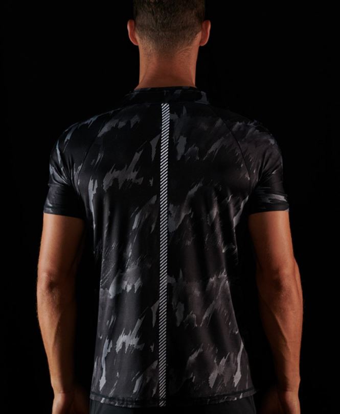 Superdry mørkegrå Mænd tøj løbe kortærmet t-shirt 868VH5393