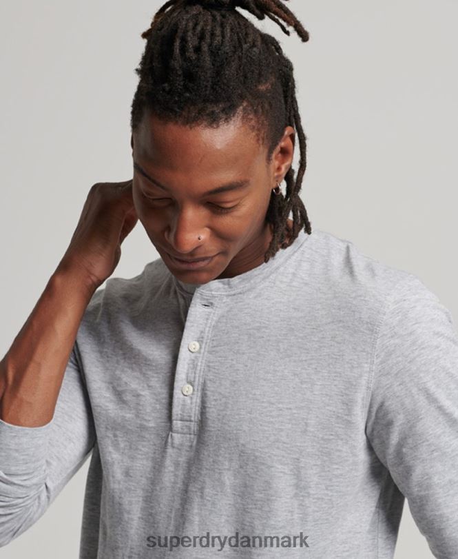 Superdry mørkegrå Mænd tøj langærmet jersey henley top 868VH1510