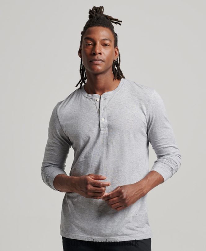 Superdry mørkegrå Mænd tøj langærmet jersey henley top 868VH1510